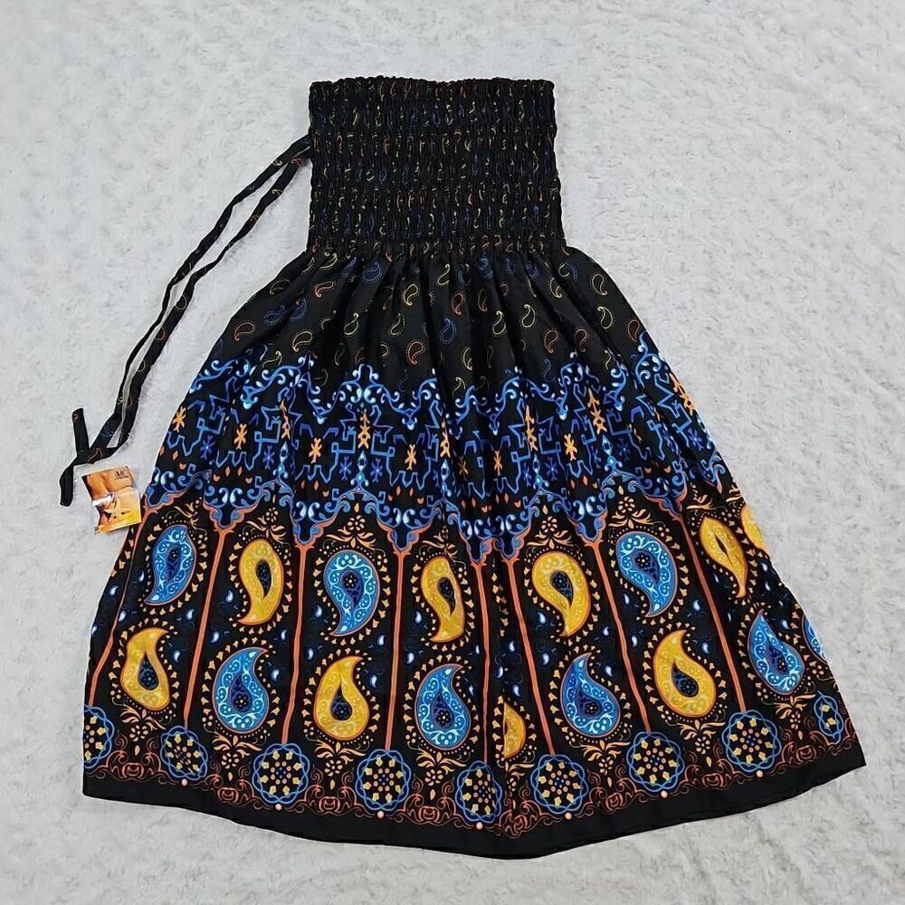 Beach Dress La Leela Stretch Evening Summer Dress Boho Tribal Paisley One Size
